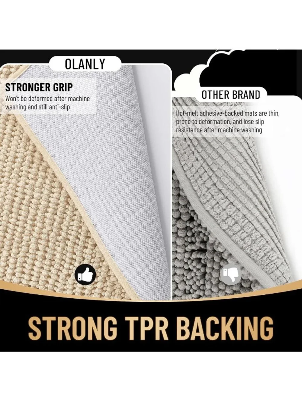 OLANLY Super Soft Chenille Bathroom Rug 59